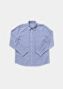 thumb-Regular Fit Shirt Neck Çizgili Erkek Mavi Uzun Kol Gömlek
