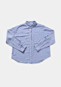 thumb-Boyfriend Fit Shirt Neck Çizgili Kadın Mavi Uzun Kol Gömlek