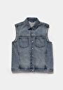 thumb-Oversize Fit     Kadın Light İndigo Denim Yelek
