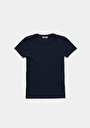thumb-Slim Fit Yuvarlak Yaka Düz Kadın Lacivert Kısa Kol Tişört