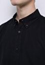 thumb-Regular Fit Shirt Neck Düz Erkek Siyah Uzun Kol Gömlek