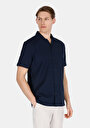 thumb-Regular Fit Shirt Neck Düz Erkek Lacivert Kısa Kol Gömlek
