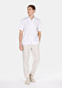 thumb-Regular Fit Shirt Neck Jakarlı Erkek Beyaz Kısa Kol Gömlek