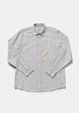 thumb-Relaxed Fit Shirt Neck Çizgili Erkek Mavi Uzun Kol Gömlek