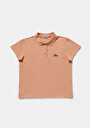 thumb-Regular Fit Polo Yaka Nakışlı Kadın Turuncu Kısa Kol Tişört
