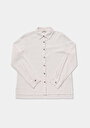 thumb-Regular Fit Shirt Neck Düz Kadın Beyaz Kısa Kol Gömlek