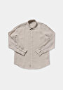 thumb-Regular Fit Shirt Neck Düz Erkek Bej Uzun Kol Gömlek