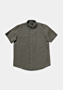 thumb-Regular Fit Shirt Neck Düz Erkek Yeşil Uzun Kol Gömlek