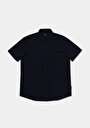 thumb-Regular Fit Shirt Neck Düz Erkek Lacivert Kısa Kol Gömlek