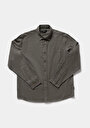 thumb-Regular Fit Shirt Neck Düz Erkek Yeşil Uzun Kol Gömlek