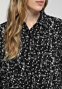 thumb-Boyfriend Fit Shirt Neck Baskılı Kadın Siyah Uzun Kol Gömlek