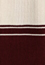thumb-Slim Fit Polo Yaka Çizgili Kadın Bordo Kısa Kol Kazak