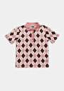 thumb-Slim Fit Polo Yaka Metraj Baskılı Kadın Pembe Kısa Kol Tişört