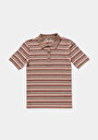 thumb-Slim Fit Polo Yaka Çizgili Kadın Çok Renkli Kısa Kol Tişört