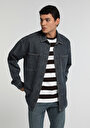 thumb-Oversize Fit   Erkek Mid İndigo Denim Shacket