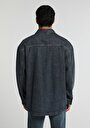 thumb-Oversize Fit   Erkek Mid İndigo Denim Shacket
