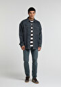 thumb-Oversize Fit   Erkek Mid İndigo Denim Shacket
