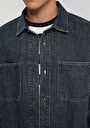 thumb-Oversize Fit   Erkek Mid İndigo Denim Shacket