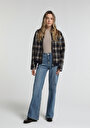 thumb-High Rise Super Flare Fit   Kadın Light İndigo Denim Jean Pantolon