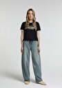 thumb-Baggy Tapered Fit   Kadın Green Cast Denim Jean Pantolon