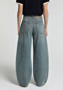 thumb-Baggy Tapered Fit   Kadın Green Cast Denim Jean Pantolon