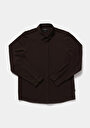 thumb-Regular Fit Shirt Neck Düz Erkek Kahverengi Uzun Kol Gömlek