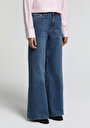thumb-Super Wide Leg Fit   Kadın Mid İndigo Denim Jean Pantolon