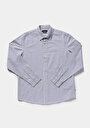 thumb-Regular Fit Shirt Neck Çizgili Erkek Mavi Uzun Kol Gömlek