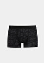 thumb-Trunk Fit Baskılı Erkek Siyah Boxer