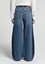 thumb-Baggy Wide Leg Fit   Kadın Dark İndigo Denim Jean Pantolon