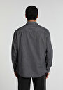 thumb-Regular Fit Shirt Neck Düz Erkek Antrasit Uzun Kol Gömlek