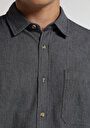 thumb-Regular Fit Shirt Neck Düz Erkek Antrasit Uzun Kol Gömlek