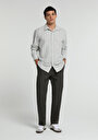 thumb-Regular Fit Shirt Neck Çizgili Erkek Mavi Uzun Kol Gömlek