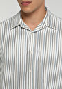 thumb-Regular Fit Shirt Neck Çizgili Erkek Mavi Uzun Kol Gömlek