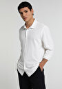 thumb-Regular Fit Shirt Neck Düz Erkek Beyaz Uzun Kol Gömlek