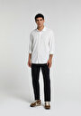 thumb-Regular Fit Shirt Neck Düz Erkek Beyaz Uzun Kol Gömlek