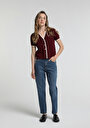 thumb-Mom Fit   Kadın Mid İndigo Denim Jean Pantolon