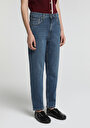thumb-Mom Fit   Kadın Mid İndigo Denim Jean Pantolon