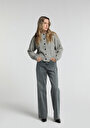 thumb-Wide Leg Fit   Kadın Green Cast Denim Jean Pantolon