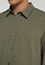 thumb-Regular Fit Shirt Neck Düz Erkek Yeşil Uzun Kol Gömlek