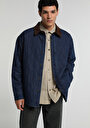 thumb-Oversize Fit Düğmeli Astarlı  Erkek Dark İndigo Denim Ceket
