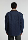thumb-Oversize Fit Düğmeli Astarlı  Erkek Dark İndigo Denim Ceket