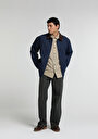 thumb-Oversize Fit Düğmeli Astarlı  Erkek Dark İndigo Denim Ceket