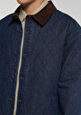 thumb-Oversize Fit Düğmeli Astarlı  Erkek Dark İndigo Denim Ceket