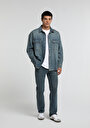 thumb-Relaxed Straight Fit   Erkek Mid İndigo Denim Jean Pantolon