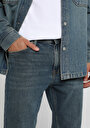 thumb-Relaxed Straight Fit   Erkek Mid İndigo Denim Jean Pantolon