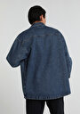 thumb-Oversize Fit   Erkek Mid İndigo Denim Shacket