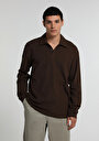 relaxed-fit-polo-yaka-duz-erkek-kahverengi-uzun-kol-tisort