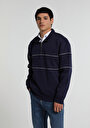 relaxed-fit-dik-yaka-duz-erkek-lacivert-sweatshirt