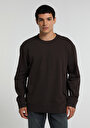 relaxed-fit-yuvarlak-yaka-duz-erkek-kahverengi-sweatshirt